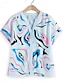 cheap Women&#039;s Blouses &amp; Shirts-Women&#039;s Shirt Blouse Floral Button Print Casual Fashion Streetwear Short Sleeve Split Neck Blue Summer