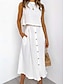 Χαμηλού Κόστους Φούστες από βαμβακερό-Γυναικεία Φούστα Γραμμή Α Μακρύ Φούστες Τσέπη Μονόχρωμο Καθημερινά Σαββατοκύριακο Καλοκαίρι Βαμβάκι Βασικό Καθημερινό Λευκό Κίτρινο Ροζ Κόκκινο