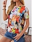 olcso Női pólók-Női Póló Cica Hétköznapi Divat Rövid ujjú Terített nyak Fekete Tavaszi nyár