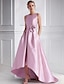 voordelige Cocktailjurken-A-lijn cocktailjurken elegante jurk formele bruiloftsgast vloerlengte mouwloos boothals roze jurk satijn met zak 2024