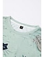 billige T-skjorter til kvinner-Dame T skjorte Blomstret Katt Daglig Helg Trykt mønster Blå Kortermet Grunnleggende Rund hals