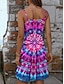 זול שמלות עם הדפס-בגדי ריקוד נשים קשירה וצביעה דפוס כתפיה שמלת מיני הוואי בוהו חופשה ללא שרוולים קיץ