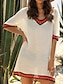 cheap Plain Dresses-Women&#039;s Summer Dress Oversized Beach Wear Holiday Short Sleeves Black White Navy Blue Color