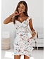 Χαμηλού Κόστους Print Φορέματα-Γυναικεία Εφαρμοστό Ditsy Floral Στάμπα Λαιμόκοψη V Μίντι φόρεμα Ημερομηνία Διακοπές Αμάνικο Καλοκαίρι