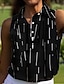 お買い得  女性のゴルフ服-女性用 ポロシャツ レイクブルー ブラック レッド ノースリーブ 日焼け防止 トップス 縞柄 レディース ゴルフウェア ウェア アウトフィット ウェア アパレル