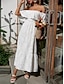 Χαμηλού Κόστους απλά φορέματα-Γυναικεία Λευκό φόρεμα Μακρύ Φόρεμα Μάξι Φόρεμα Σιφόν Δαντέλα Με Βολάν Ημερομηνία Διακοπές Κομψό στυλ street Γραμμή Α Ώμοι Έξω Κοντομάνικο Μαύρο Λευκό Ανθισμένο Ροζ Χρώμα