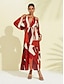 זול הדפס שמלת קז&#039;ואל-שמלת מקסי שיפון גיאומטרית