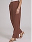 preiswerte Basic-Damenunterteile-Damen Breites Bein Chinesisch Chino Bettwäsche aus Baumwolle Ausgebeult Mittlere Taillenlinie Schwarz Sommer