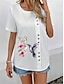 ieftine Bluze &amp; Cămăși Damă-Pentru femei Cămașă Bluză Floral Buton Imprimeu Casual Modă Șic Stradă Manșon scurt Stil Nautic Alb Vară