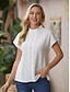 tanie Podstawowe topy damskie-Damskie Koszula Bluzka Koszula z golfem Równina Codzienny Elegancja Moda Podstawowy Krótki rękaw Stójka Biały