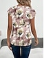 abordables Camisetas de mujer-Mujer Camiseta Floral Estampado Casual Tropical Moda Manga Corta Escote en Pico Rosa Verano