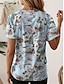 billige T-skjorter til kvinner-Dame T skjorte Blomstret Daglig Helg Trykt mønster Hvit Kortermet Mote Crew-hals Sommer