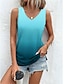 cheap Tank Tops &amp; Camis-Women&#039;s Tank Top Vest Ombre Color Gradient Print Yellow Stretchy Casual Vacation Beach Sleeveless V Neck Summer Tank