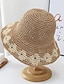 ieftine Pălării Damă-vacanță de vară în aer liber plajă pălărie comodă cu găleată croșetat pălărie de paie de soare lucrată manual pentru femei fată