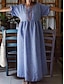 Χαμηλού Κόστους σχέδιο βαμβακερά &amp; λινά φορέματα-Γυναικεία Καθημερινό φόρεμα Βαμβακερό καλοκαιρινό φόρεμα Μακρύ φόρεμα Λινό Με Βολάν Τσέπη Βασικό Καθημερινά Στρογγυλή Ψηλή Λαιμόκοψη Κοντομάνικο Καλοκαίρι Άνοιξη Μαύρο Λευκό Σκέτο