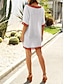 baratos vestidos lisos-Mulheres Vestido de verão Superdimensionado Roupa de Praia Férias Manga Curta Preto Branco Azul Marinha Cor