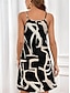 cheap Print Dresses-Women&#039;s Slip Dress Geometric V Neck Cold Shoulder Midi Dress Elegant Stylish Date Beach Sleeveless Summer Spring