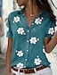 baratos Blusas e Camisas de mulher-Mulheres Camisa Social Blusa Floral Casual Feriado Botão Imprimir Rosa Manga Curta Moda Colarinho de Camisa Verão