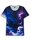 abordables T-shirts Femme-Femme T shirt Tee Graphic Galaxie du quotidien Fin de semaine Imprimer Violet Manche Courte basique Col Rond