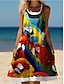 Χαμηλού Κόστους Print Φορέματα-Γυναικεία Καθημερινό φόρεμα Αμάνικο φόρεμα Φόρεμα παραλίας Φλοράλ Γραφική Κουρελού Στάμπα Λαιμόκοψη U Μίνι φόρεμα Διακοπές Παραλία Αμάνικο Καλοκαίρι