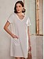 cheap Plain Dresses-Women&#039;s Cotton Casual Dress Shift Dress V Neck Midi Dress Basic Daily Vacation Short Sleeve Summer Spring