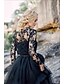 Χαμηλού Κόστους Νυφικά Φορέματα-Παραλία / Προορισμός Μπόχο Μαύρο Φορεματα για γαμο Βραδινή τουαλέτα Λεπτές Τιράντες Λαιμόκοψη V Μακρυμάνικο Ουρά Σιφόν Νυφικά κοστούμια Νυφικά φορέματα Με Λουλούδι Μοτίβο 2024