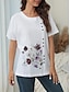baratos Blusas e Camisas de mulher-Mulheres Camisa Social Blusa Floral Casual Feriado Botão Imprimir Branco Manga Curta Moda Decote Redondo Verão