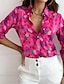 cheap Women&#039;s Blouses &amp; Shirts-Women&#039;s Shirt Blouse Floral Casual Button Print White Long Sleeve Fashion Streetwear Shirt Collar Summer Spring