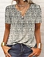 お買い得  レディースＴシャツ-女性用 Tシャツ グラフィック プリント カジュアル 日常 ファッション ボヘミアン 半袖 Ｖネック ブラック 夏