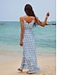 cheap Print Dresses-Women&#039;s Cami Dress Geometric Tie Front Fringe V Neck Maxi Dress Hawaiian Vacation Sleeveless Summer Beach