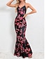 Χαμηλού Κόστους Print Φορέματα-Γυναικεία Καθημερινό φόρεμα Σλιπ Φόρεμα Φλοράλ Στάμπα Ζιβάγκο Μακρύ Φόρεμα Μάξι Φόρεμα Σέξι Διακοπές Αμάνικο Καλοκαίρι