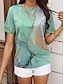 olcso Női pólók-Női Póló Grafika Absztrakt Nyomtatott Napi Hétvége Divat Rövid ujjú Terített nyak Lóhere Nyár