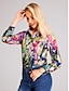 cheap Women&#039;s Blouses &amp; Shirts-Women&#039;s Shirt Blouse Floral Graphic Print Casual Holiday Basic Long Sleeve Shirt Collar Red Spring Fall