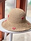 economico Cappelli di paglia-cappello da sole in paglia a tesa larga con motivo a cuore, traspirante, per vacanze al mare, da donna
