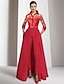 cheap Mother of the Bride Pantsuits-Jumpsuit / Pantsuit Mother of the Bride Dress Formal Wedding Guest Elegant Party Shirt Collar Ankle Length Satin Lace 3/4 Length Sleeve with Pleats 2024