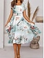 Χαμηλού Κόστους Print Φορέματα-Γυναικεία Καθημερινό φόρεμα Φόρεμα σε γραμμή Α Φλοράλ Στάμπα Στρογγυλή Ψηλή Λαιμόκοψη Μίντι φόρεμα Διακοπές Κοντομάνικο Καλοκαίρι