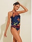 cheap Designer Swimwear-Printed Drawstring Tankini Swimsuit