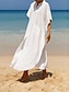 preiswerte schlichte Kleider-Damen Weißes Kleid blusenkleid Casual kleid kleid lang Patchwork Tasche Verabredung Urlaub Strassenmode Maxi Ständer Kurzarm Schwarz Weiß Farbe
