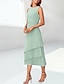 cheap Mother of the Bride Dresses-Sage Column Mother of the Bride Dress Elegant Wedding Guest Tea Lengthn Tiered Chiffon 3/4 Length Sleeve Wrap Included with Ruching 2024
