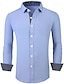 billiga herrskjorta med knäppning-Herr Skjorta Knapp upp skjorta Casual skjorta Svart Vit Mörkblå Ljusblå Långärmad Färgblock Kavajslag Dagligen Semester Lappverk Kläder Mode Ledigt Bekväm