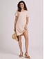 זול שמלות פשוטות-שמלת משמרת לנשים שמלה באורך הברך שרוול קצר בצבע טהור כיס אביב קיץ צוואר צוואר בסיסי קז&#039;ואל קלאסי רופף 2023 s m l xl 2xl 3xl 4xl 5xl / כותנה