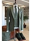 お買い得  スーツ-ブルーアーミーグリーンメンズプロムスーツウェディングスーツ無地3ピースフォーマルテーラードフィットシングルブレストワンボタン2024
