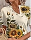 economico T-Shirt da donna-Per donna maglietta Faretto multicolore Giornaliero Fine settimana Pulsante Stampa Cachi Manica corta Di tendenza A V Estate