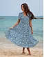 cheap Print Dresses-Women&#039;s Chiffon A Line Dress Ditsy Floral Tiered V Neck Maxi Dress Hawaiian Stylish Vacation Short Sleeve Summer