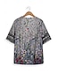 billige Bluser og trøjer til kvinder-Dame Skjorte Bluse Blomstret Grafisk Afslappet Ferie Trykt mønster Mørkegrå Halvlange ærmer Basale Firkantet hals
