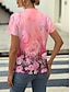 cheap Women&#039;s T-shirts-Women&#039;s Summer Tops Casual Daily Fashion Short Sleeve Split Neck Pink Summer