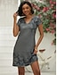 cheap Print Dresses-Women&#039;s Casual Dress Leaf Print V Neck Mini Dress Daily Vacation Short Sleeve Summer Spring