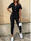 cheap Vacation Jumpsuit-Women&#039;s Jumpsuit Pocket Drawstring Solid Color Shirt Collar Streetwear Street Daily Regular Fit Short Sleeve Black White Wine S M L Summer