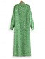 זול שמלות עם הדפס-בגדי ריקוד נשים שמלת חולצה שמלת קז&#039;ואל שמלה ירוקה פרחוני דפוס צווארון חולצה שמלה ארוכה שמלת מקסי חופשה שרוול ארוך קיץ אביב