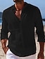 cheap Cotton Linen Shirt-Men&#039;s Shirt Linen Shirt Button Up Shirt Summer Shirt Beach Shirt Black White Pink Long Sleeve Plain Turndown Spring &amp; Summer Casual Daily Clothing Apparel